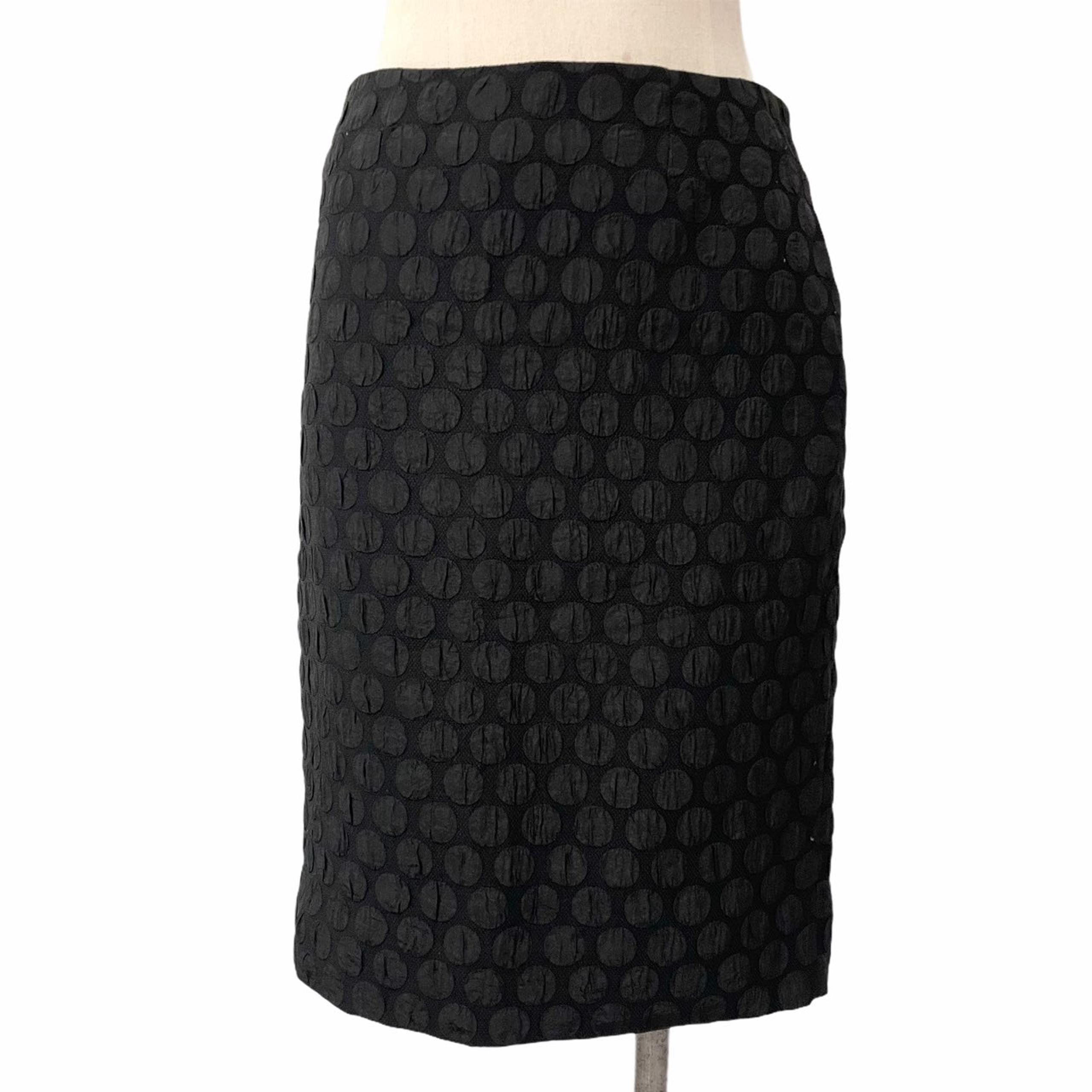 Anthropologie- Maeve Black Textured Polka Dot Pencil Skirt Size 2