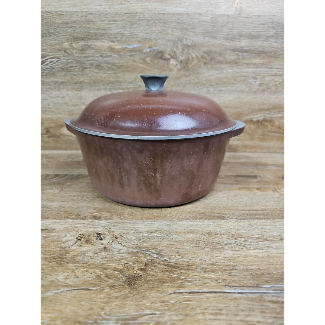 Club Aluminum Brown Dutch Oven Pot Pan w/Lid Vintage 4qt kettle roaster