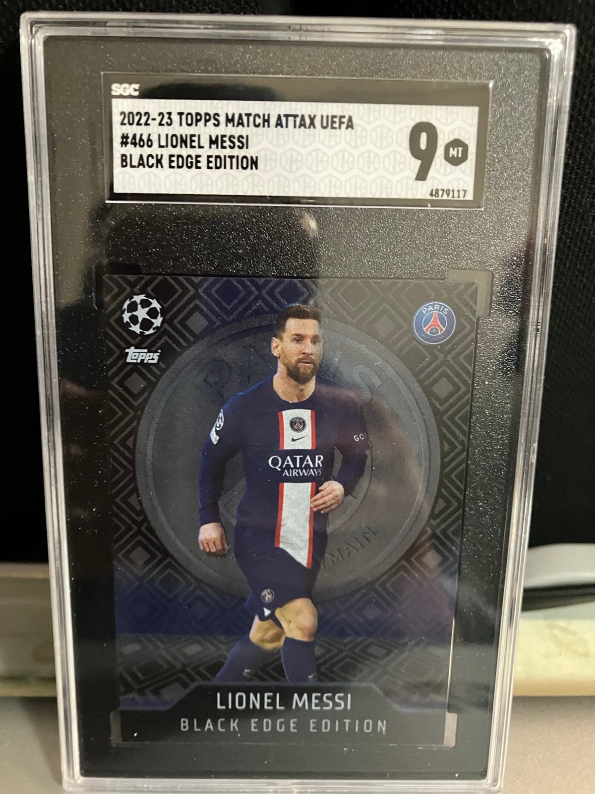 Lionel Messi 2022-23 Topps Match Attax UEFA black edge edition SGC 9.5