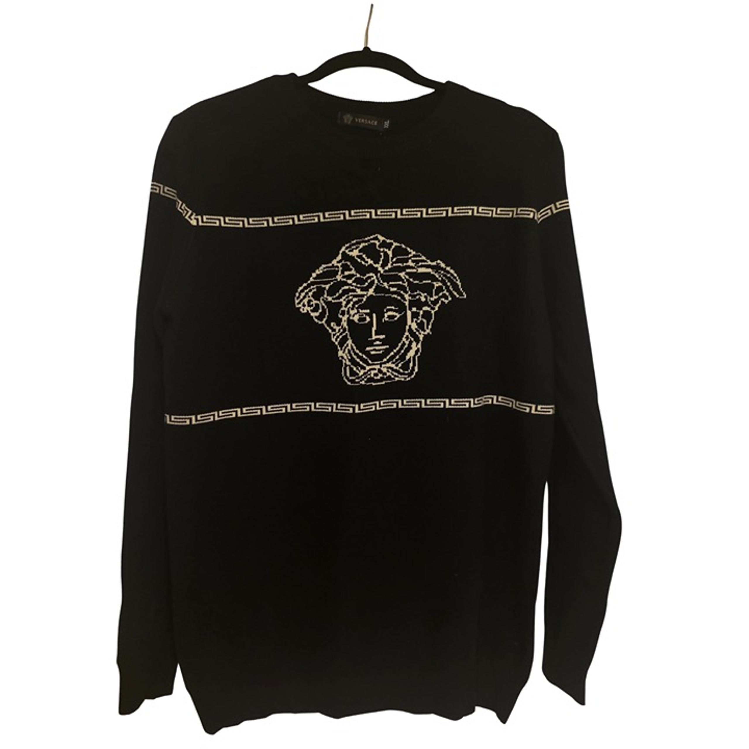 Versace Men's Sweater Medusa Black and Gold XXL