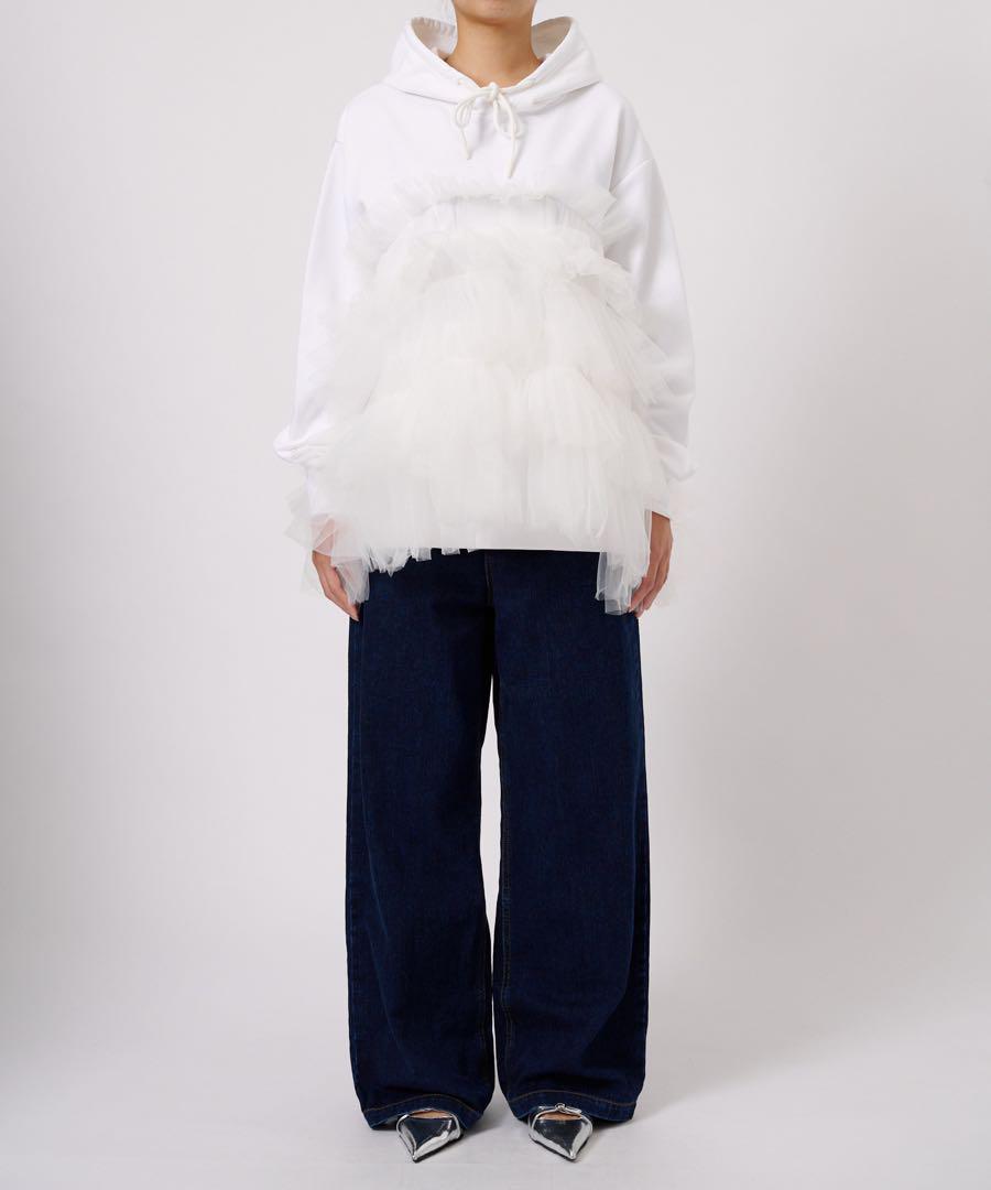 VIVIANO gathered Tulle Hoodie