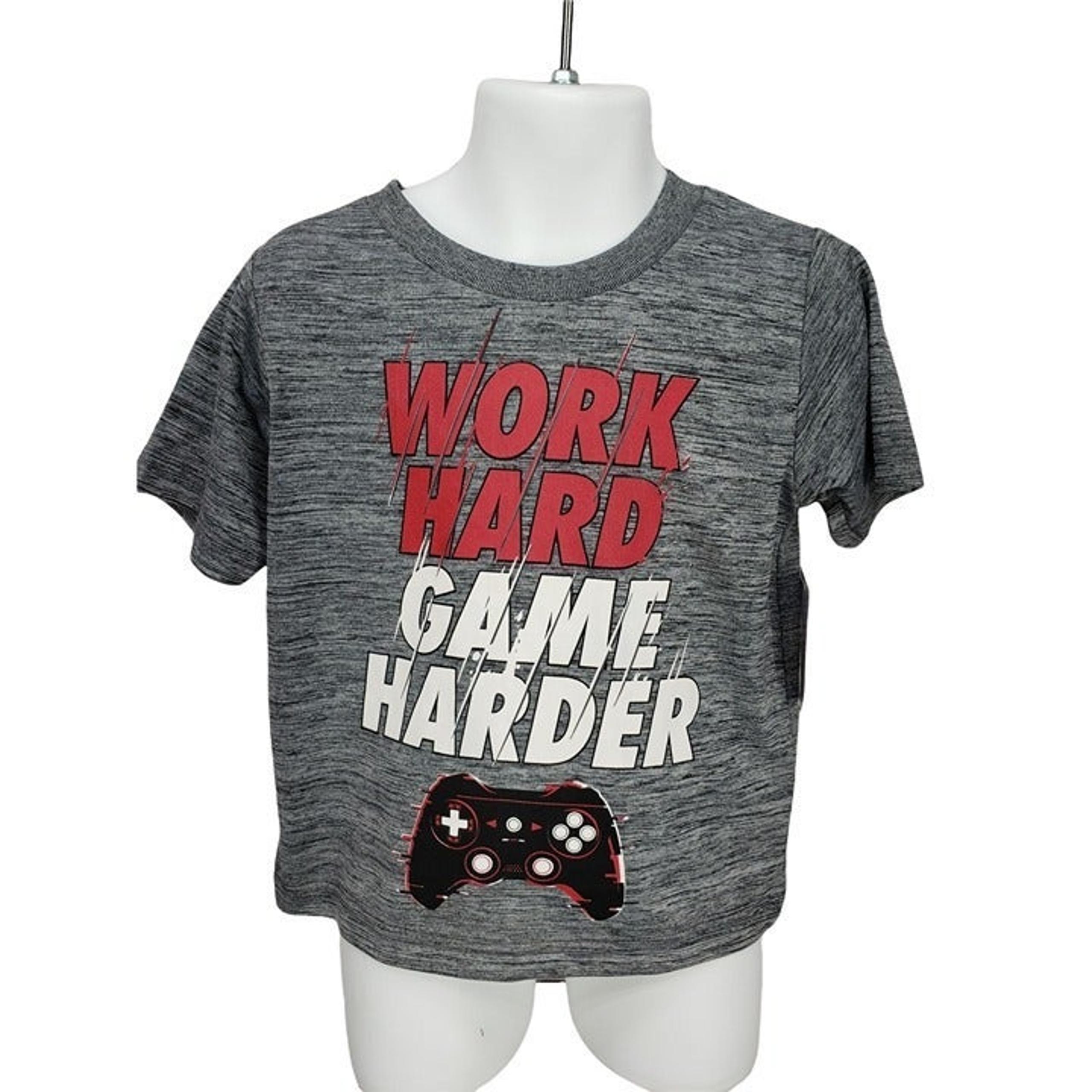 Swiggles Work Hard Game Harder Gray short sleeve boys 3T shirt