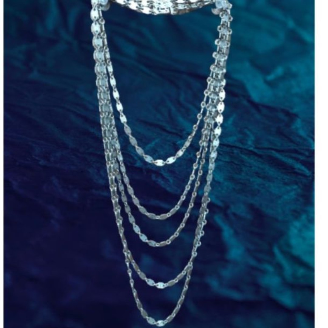 Vintage Stacked Silver Toned Glam Necklace - Heavy