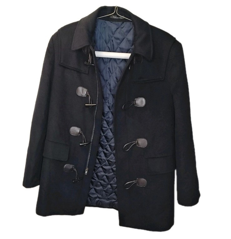 Lauren Ralph Lauren Laudua Toggle Overcoat Wool Peacoat Med Navy Quilted Lined