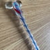 Glass Pen - irridescent blue swirl - with glass rest