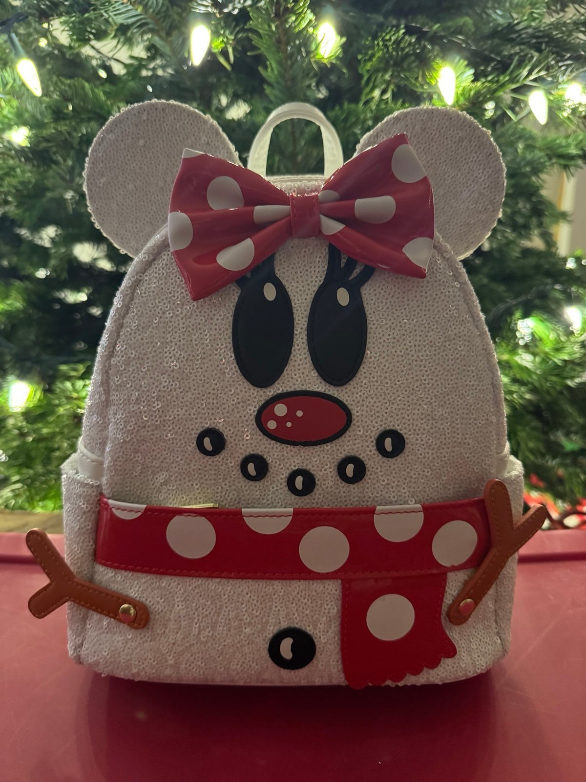 NWT Loungefly Disney Minnie Mouse Sequin Snowman Mini Backpack
