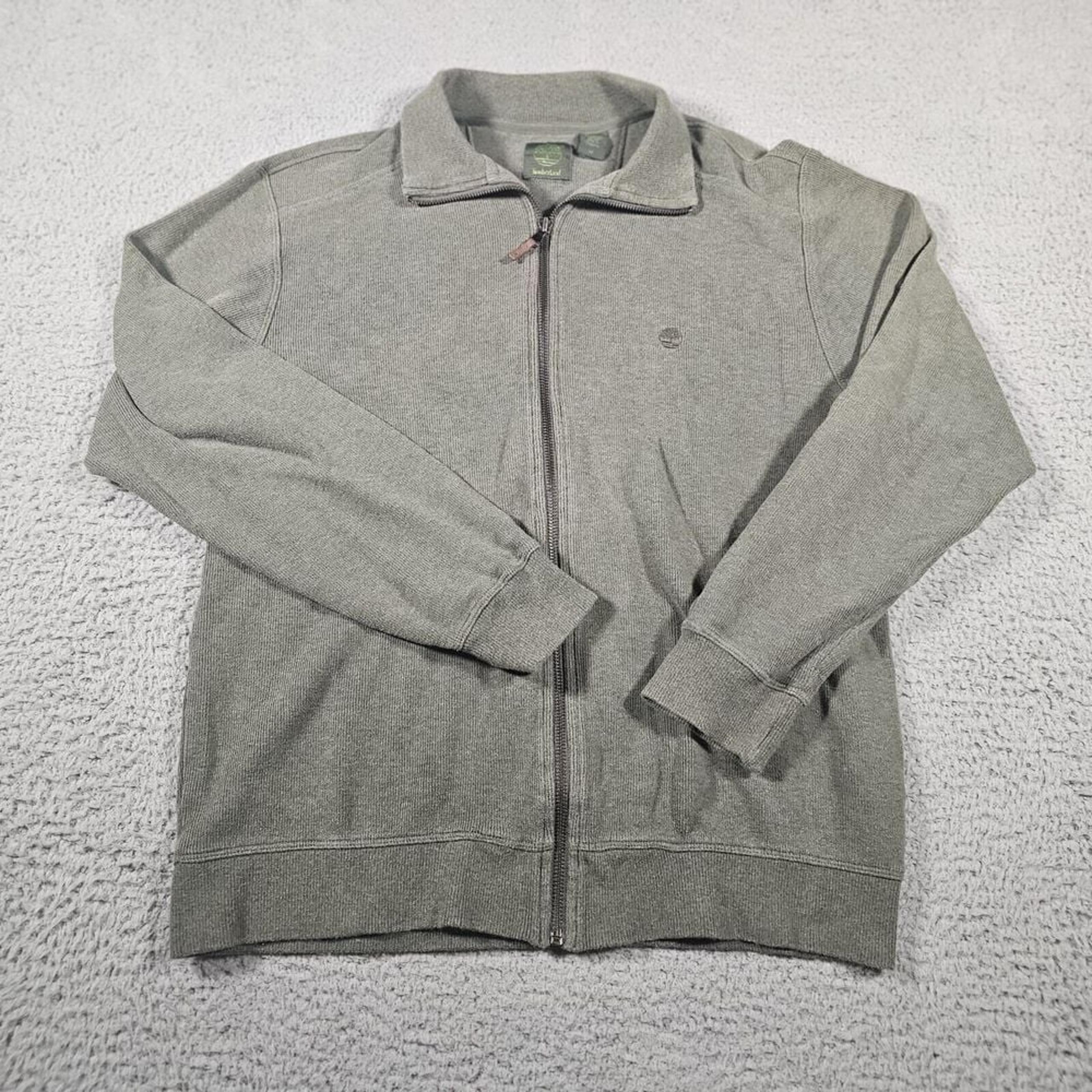 Timberland Jacket Men Sie Medium Green Full Zip Logo Long Sleeve Outdoor Casual