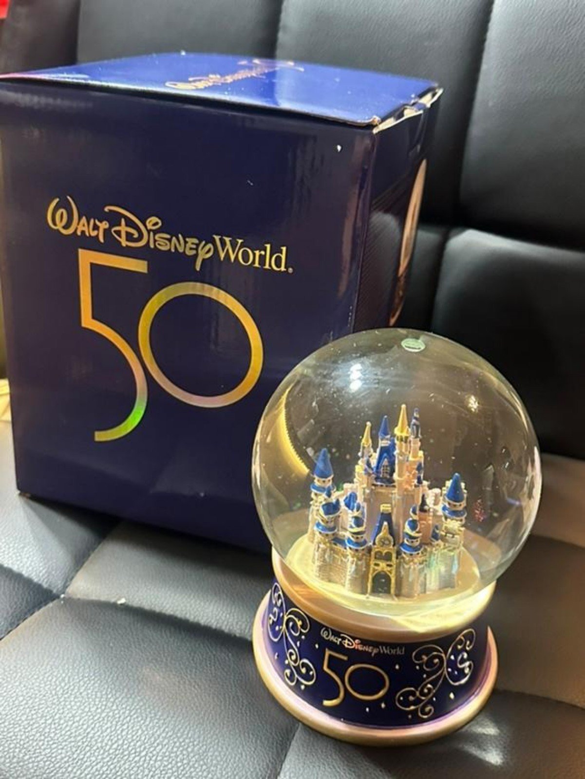 Walt Disney World 50th Castle music box Snow Globe