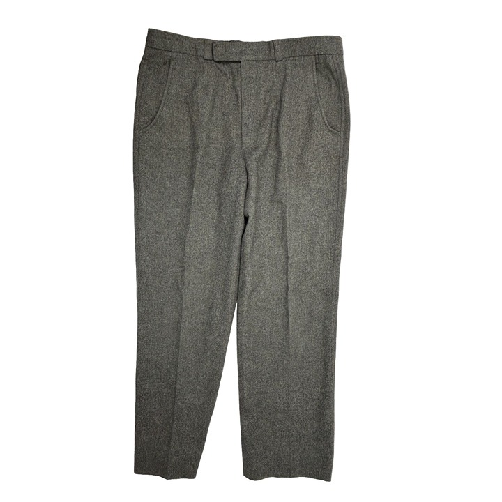 VTG 80s Womens 12 Felted Wool Flat Front Trouser Dress Pants Slacks Gray