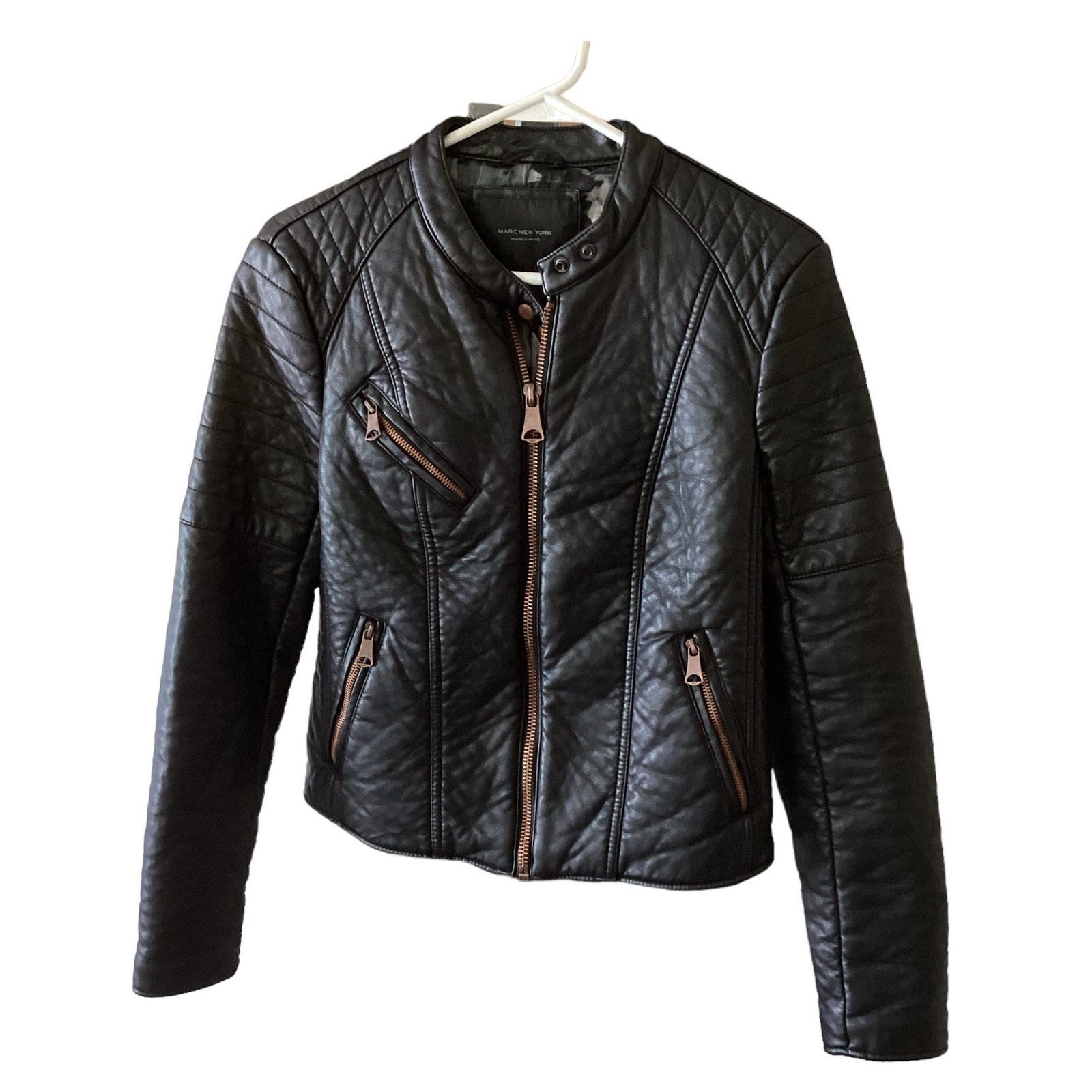 Women's Marc New York Leather Zip Up Lined Jacket Size S