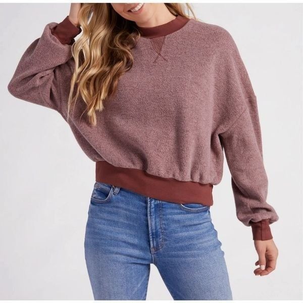 NWOT Project Social T Women's Dover Mock Neck Fleece Sweatshirt Copper Medium