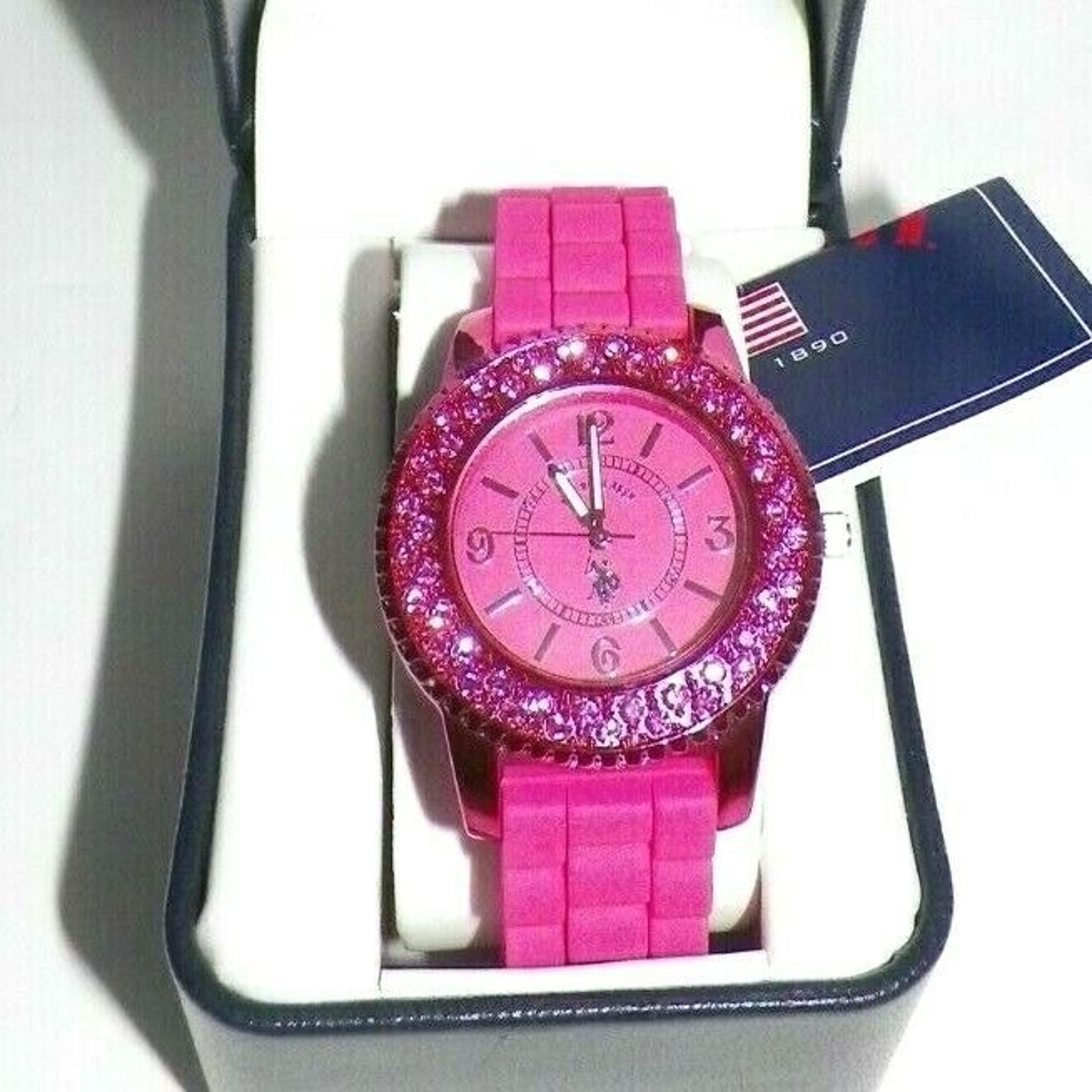 U.S. Polo Assn Womens Pink Crystal Watch