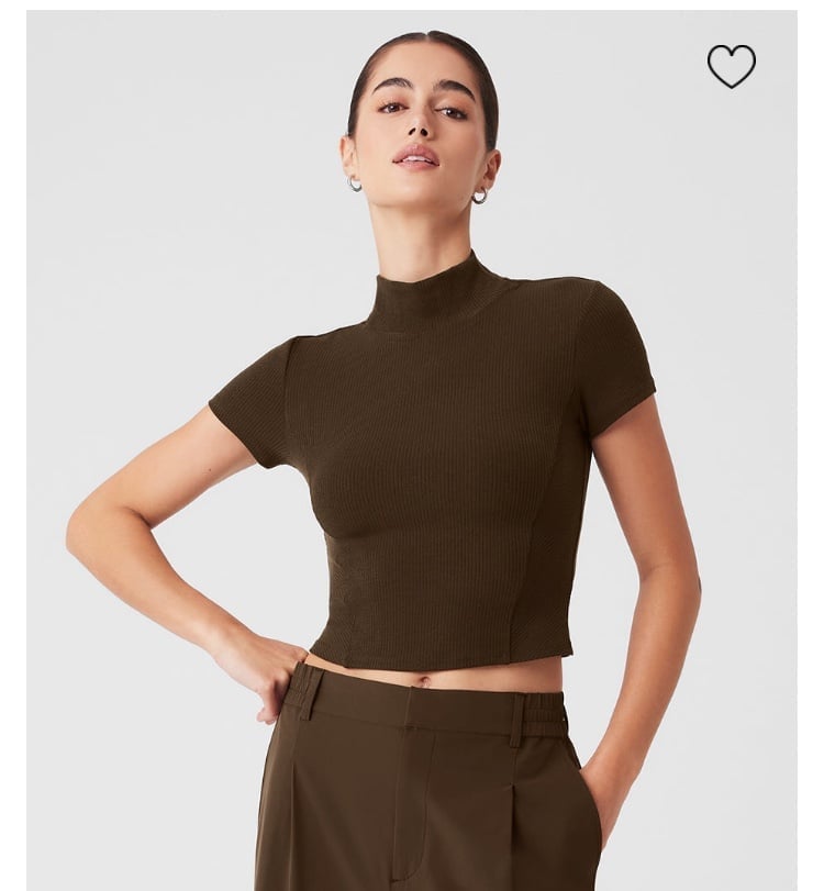 ALO NWT wellness ribbed mock neck top (L)