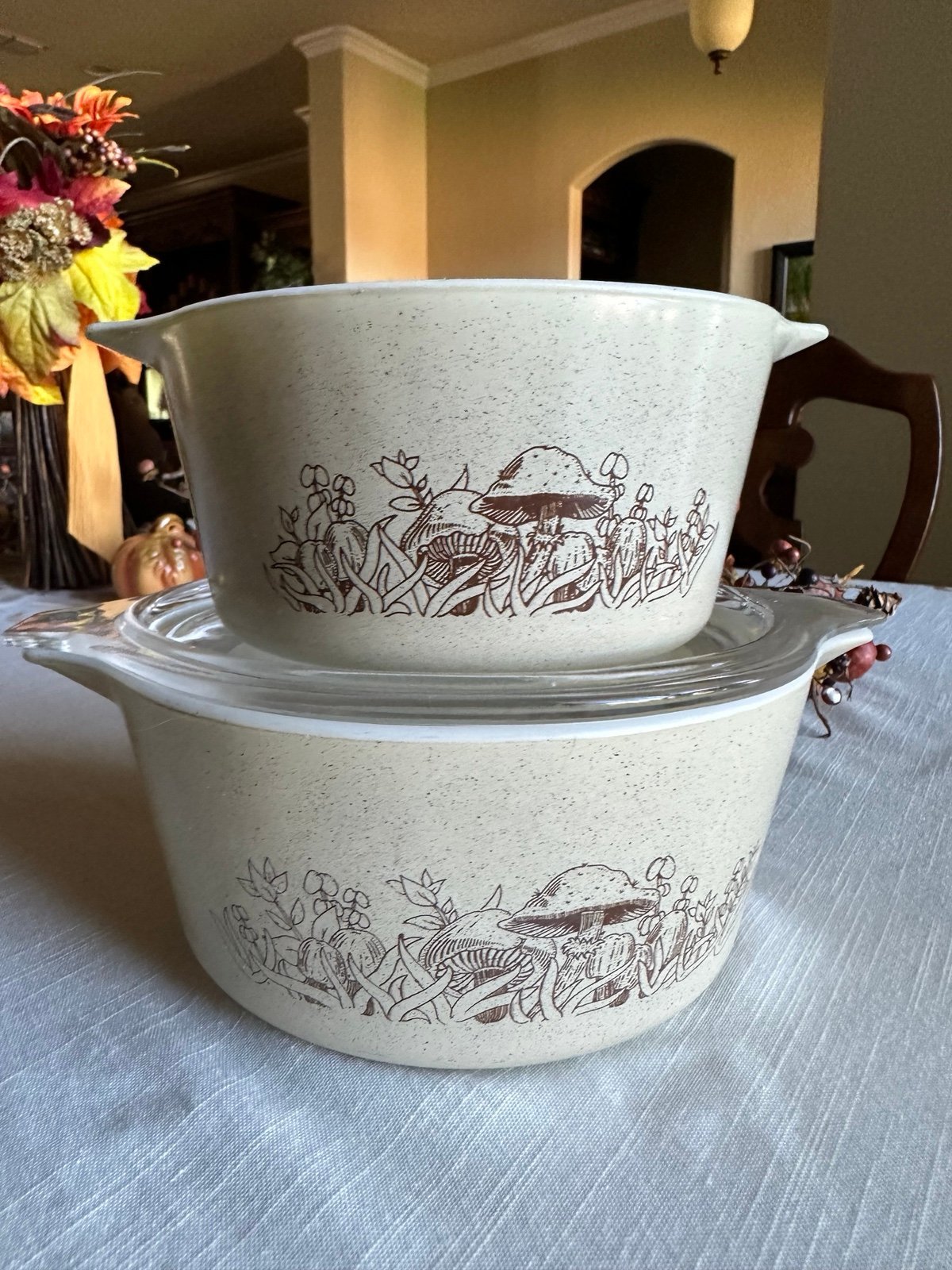 Vintage Pyrex Mushroom Brand Mixing Bowl Set Forest Fancies