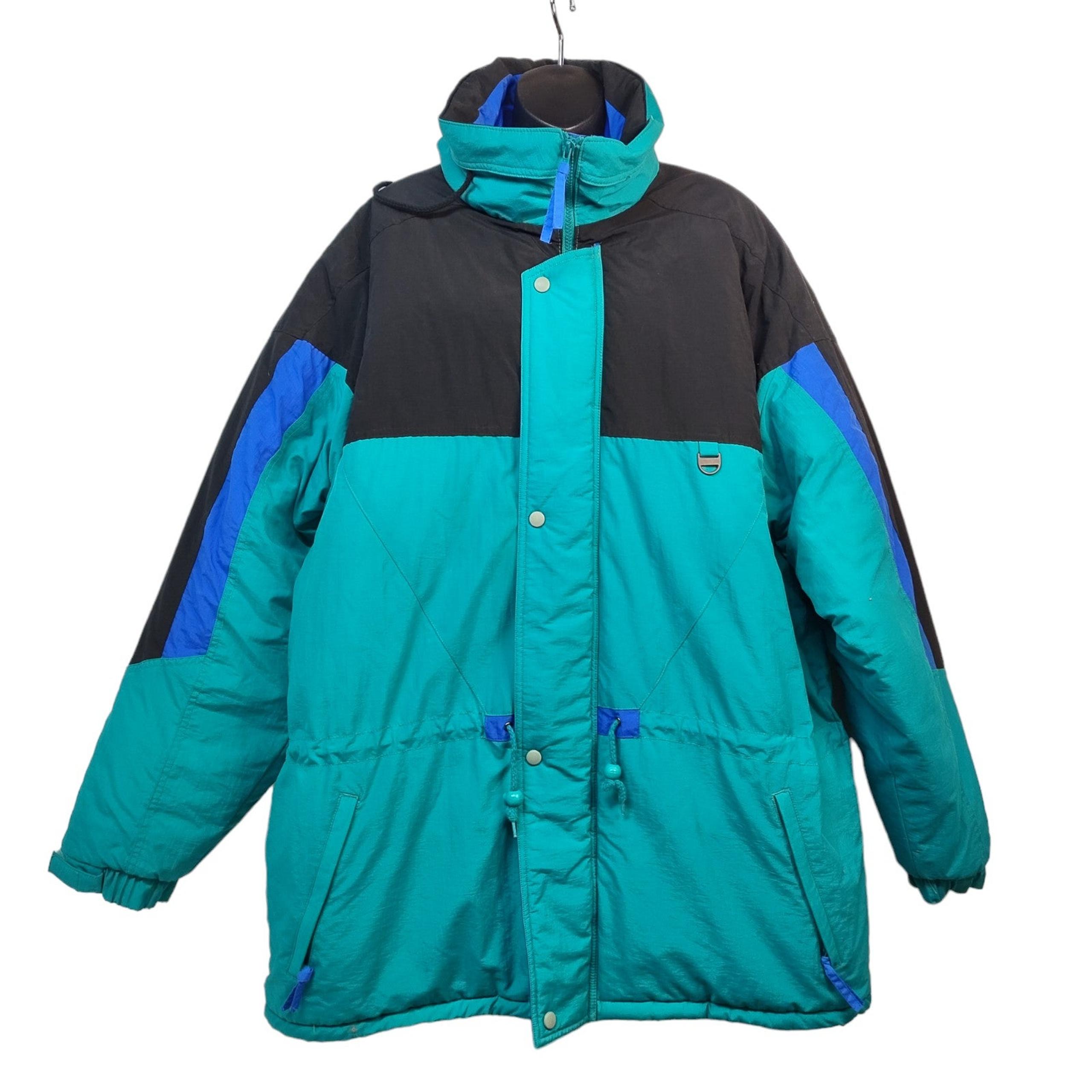 Vintage FIELD & STREAM Men's Green Blue Black Puffer Ski Jacket 
Size XXL