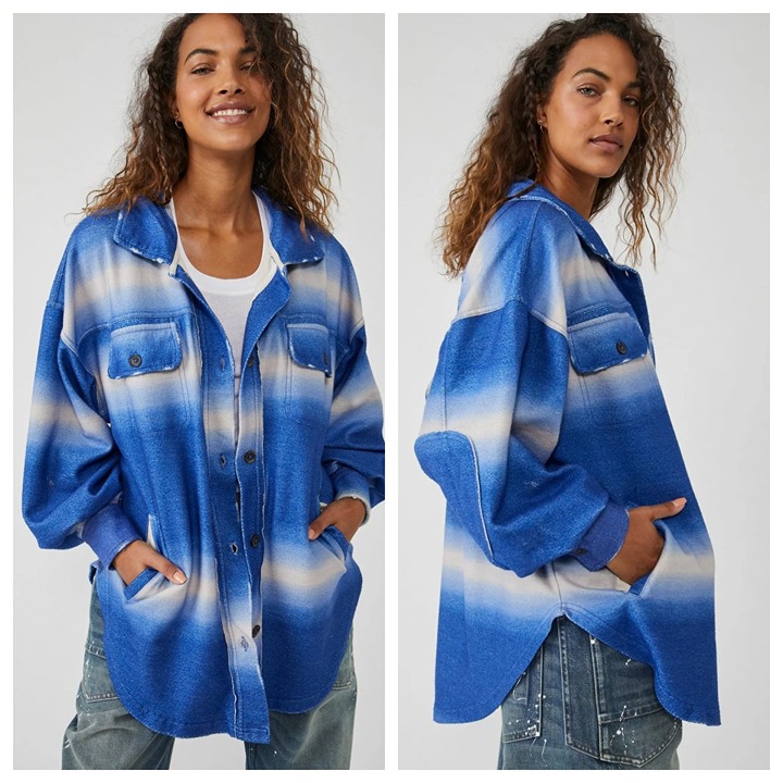 Free People Printed Ruby Jacket Deep Sea Comb