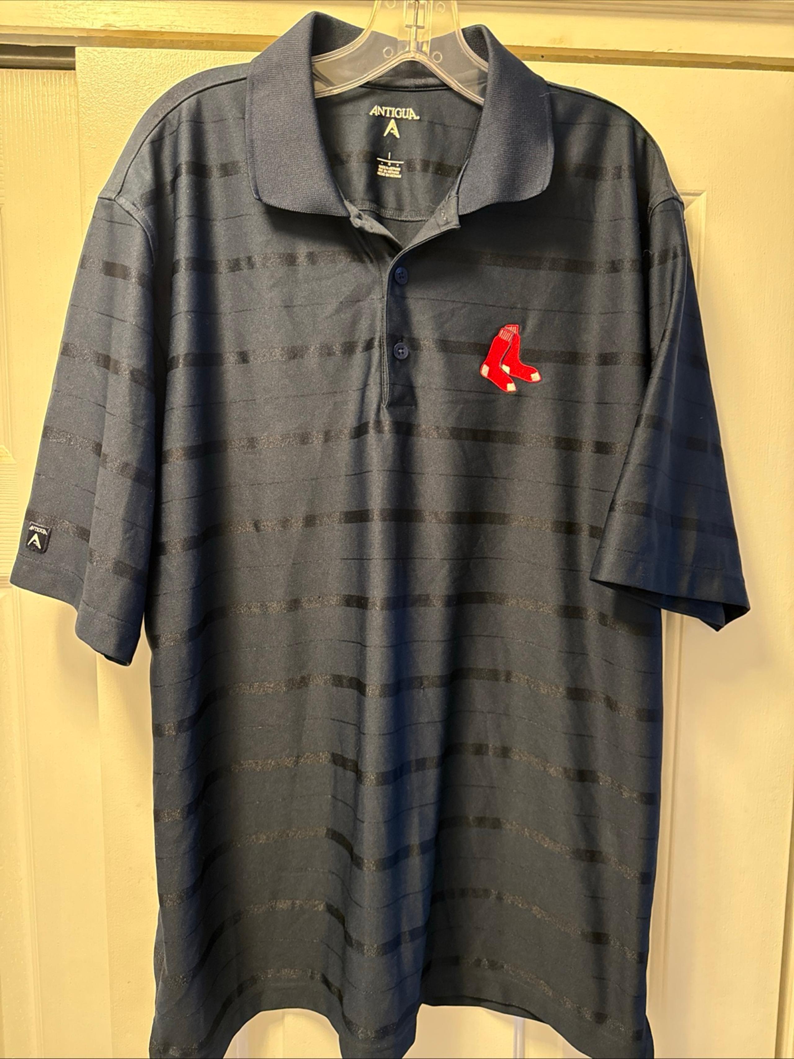 Antigua Boston Red Sox Men’s Polo Team Shirt Black Blue Size Large High Quality