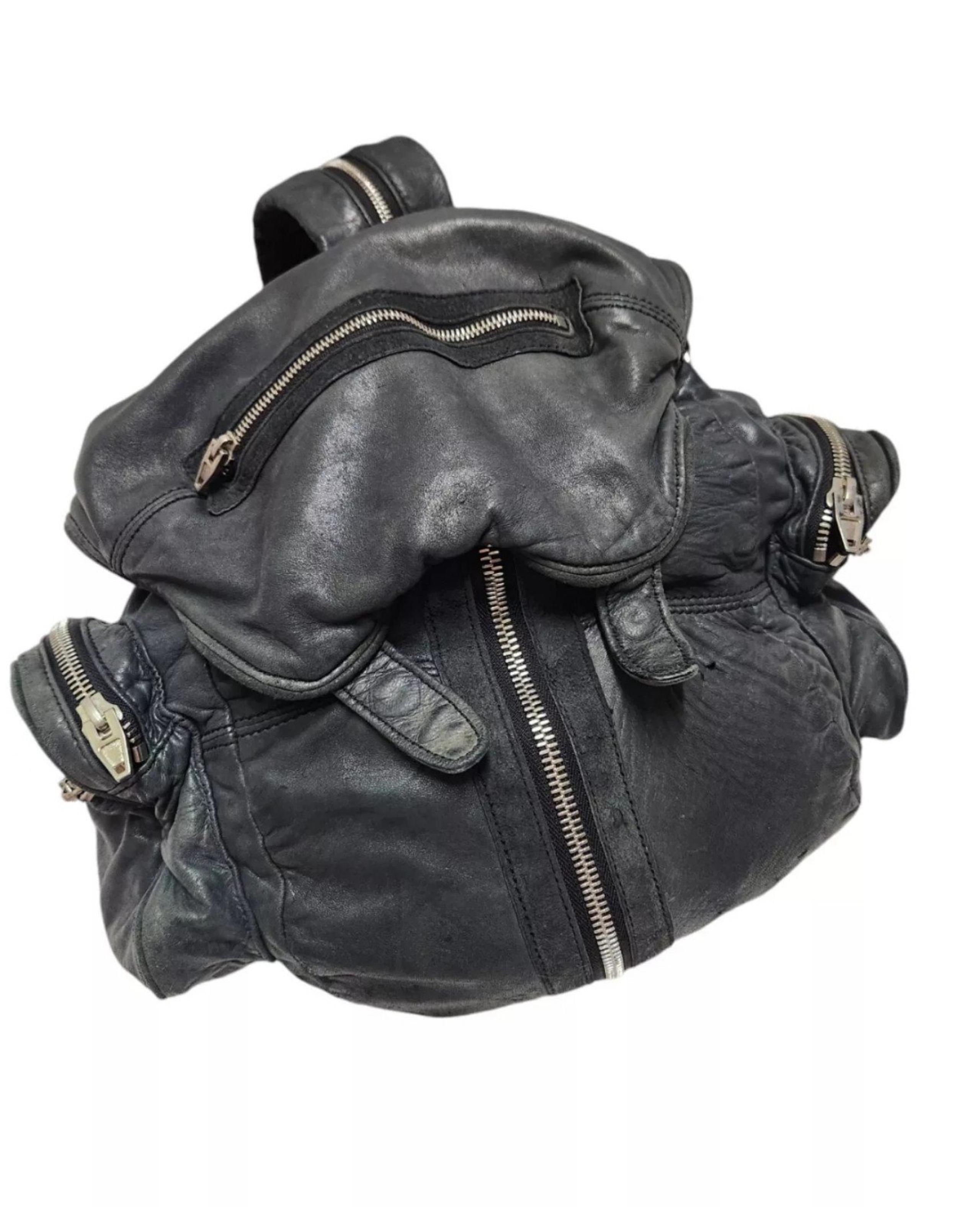 Alexander Wang Convertible 3 Way Dark Gray Leather Backpack Shoulder Bag Read!