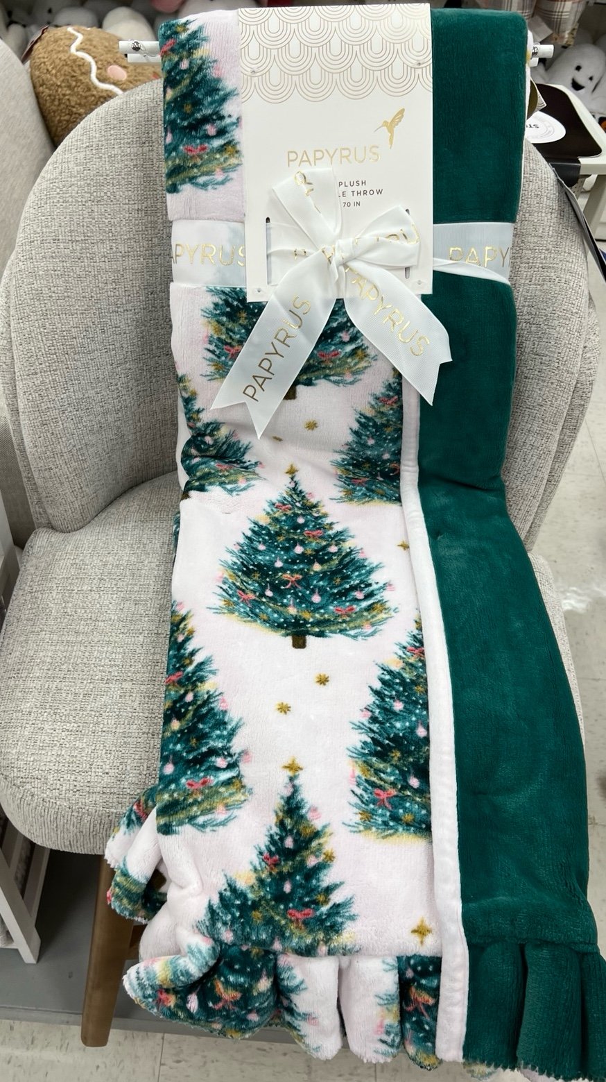 Christmas trees ruffle velvet throw !