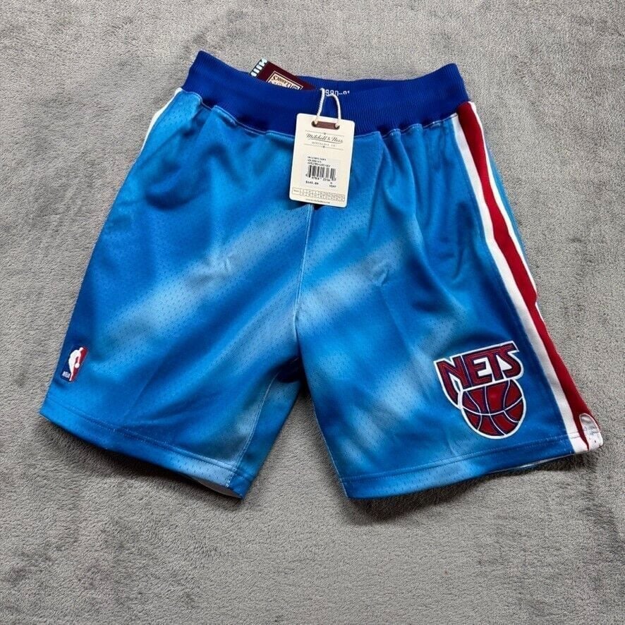 Mitchell Ness New Jersey Nets 90-21 Shorts Mens 40 M Blue Strips NBA Basketball
