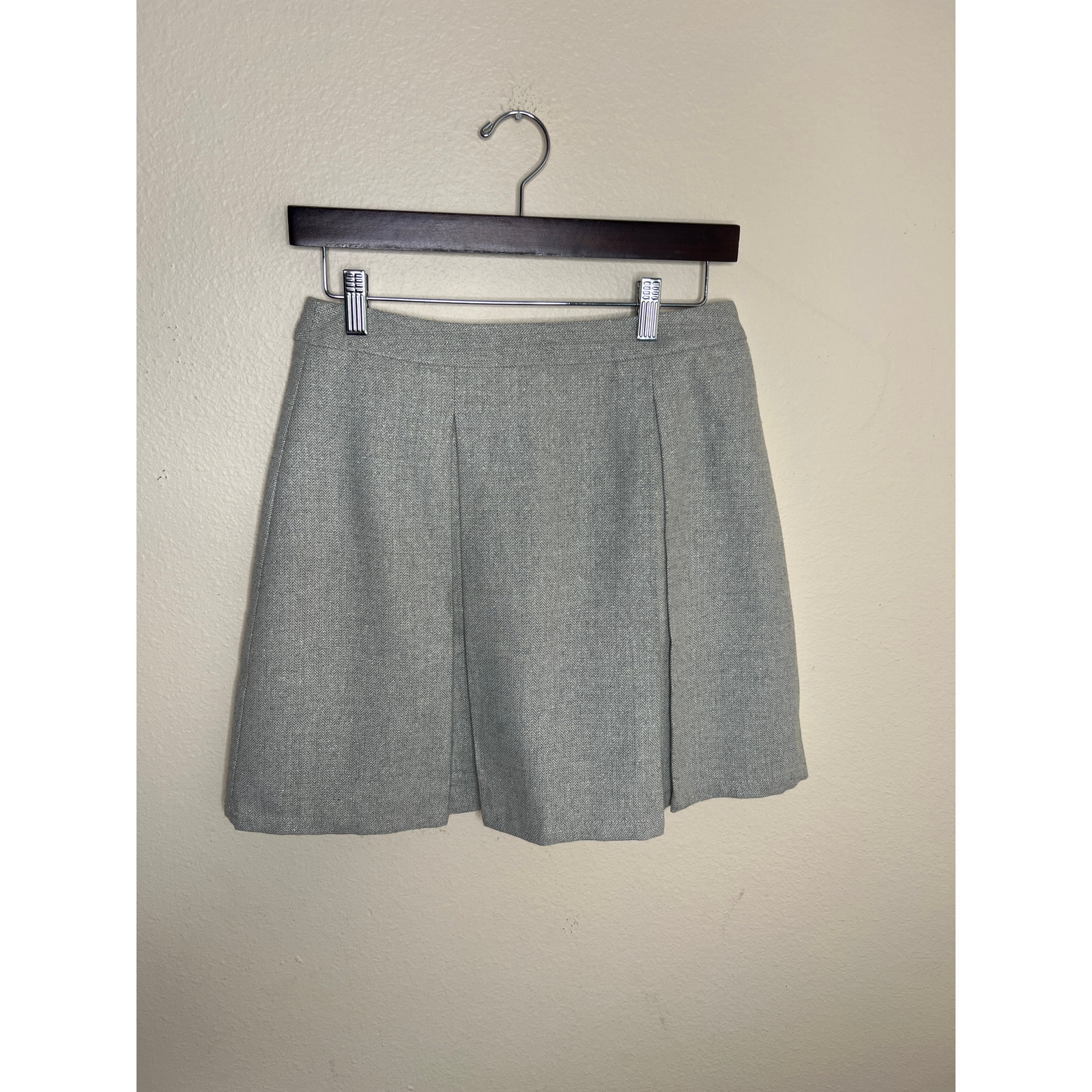Julie Brown Gray Silver Holiday Pleated Wool Blend Skirt 4