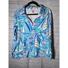 LILLY PULITZER LADIES 1/2 ZIP FRONT SAILBOAT PRINT PULLOVER SZ (M EUC WORN ONCE