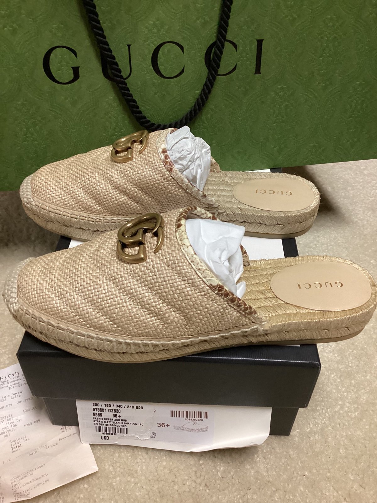 ❤️❤️Gucci Sandals Espadrilles 35 578551 size 36.6 ❤️ 5 star seller