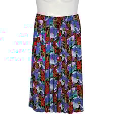 Vintage Jessica Cole Colorful Midi Skirt Flowy Pleated Retro Floral Size Large