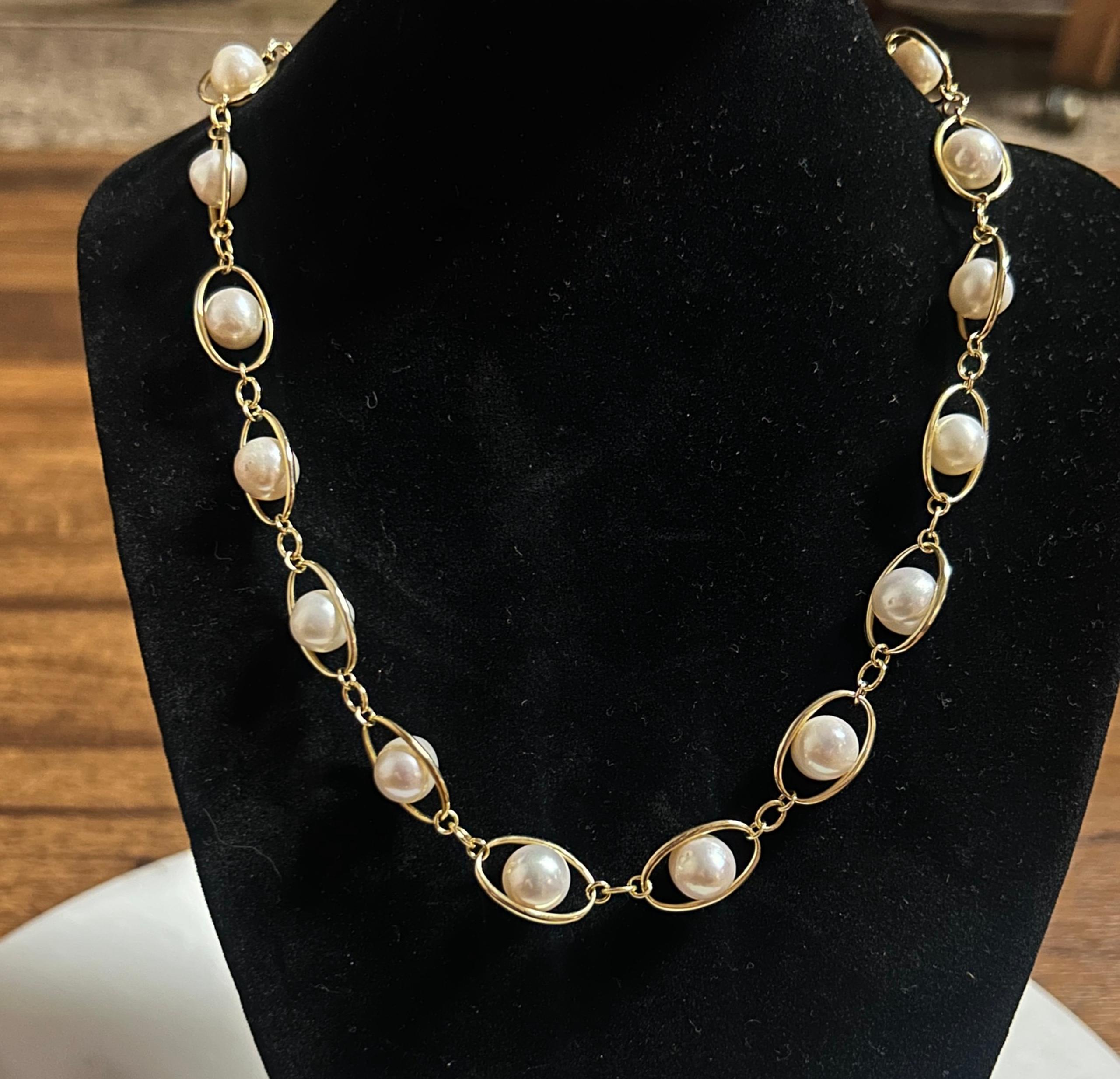 New ~. 925 Sterling Silver (14K Gold) & Pearl Cubic Zirconia Adjustable Necklace