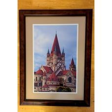 St. Francis Assisi Church Art Print Vienna 24 X 18.5 Framed Matted, Glass