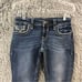 Vigoss Womens Size 2 Heritage Denim Whiskered Embroidered Denim Capri Jeans
