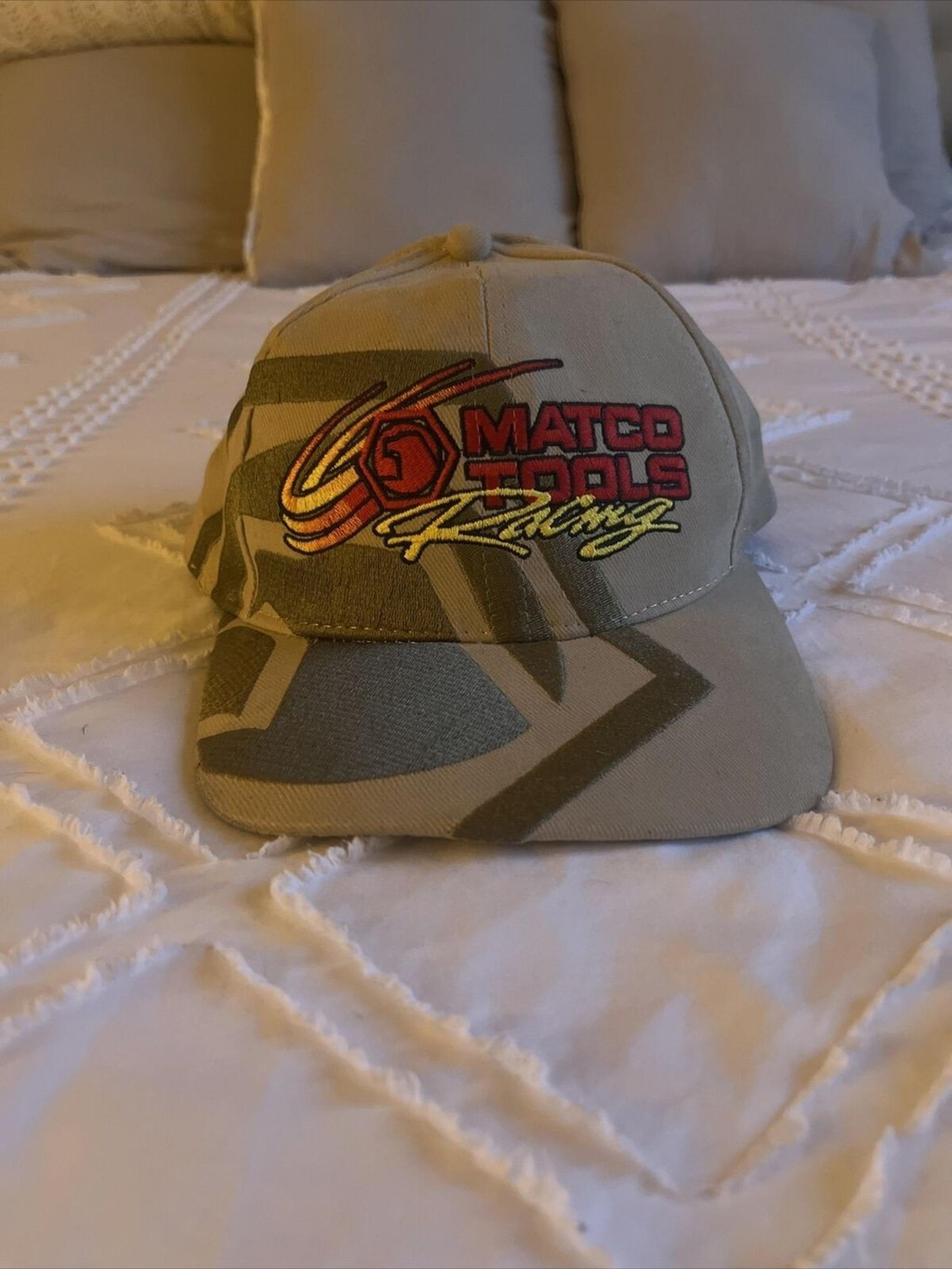 Vintage Matco Tools Racing Hat Beige Velour 100% Cotton SnapBack