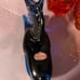 Vintage Rainbow Glass Cobalt Blue Horse Laying Down Resting With Sticker