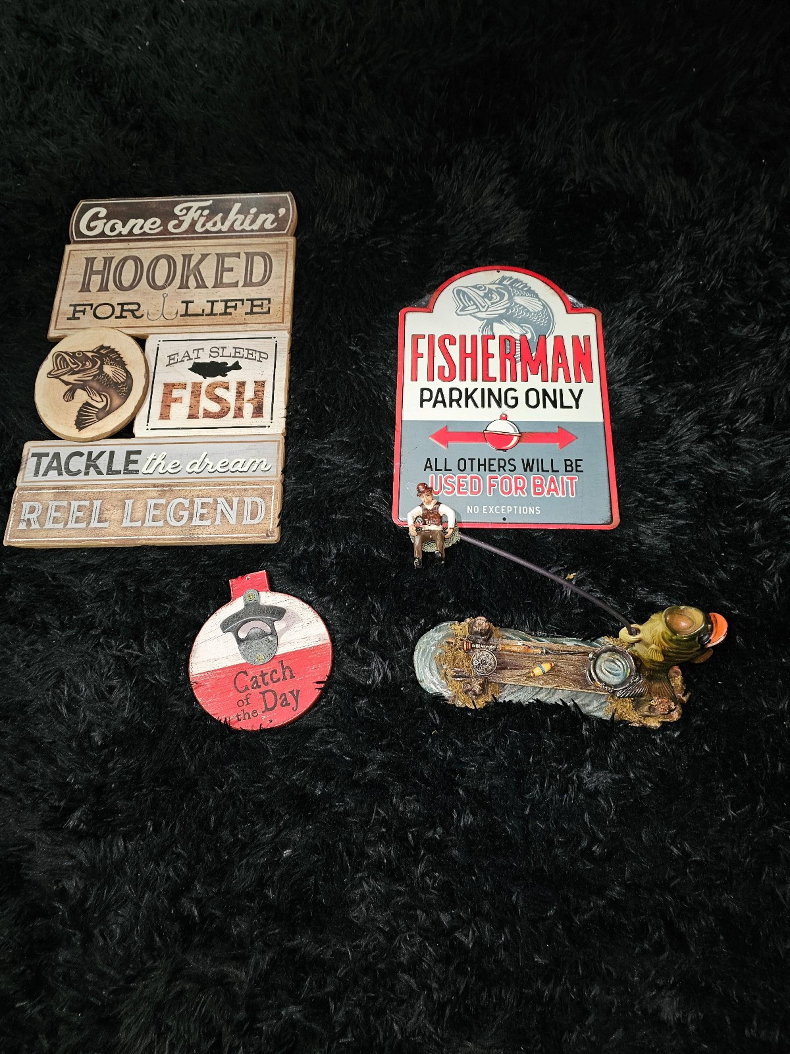 4 piece fishing lake decor