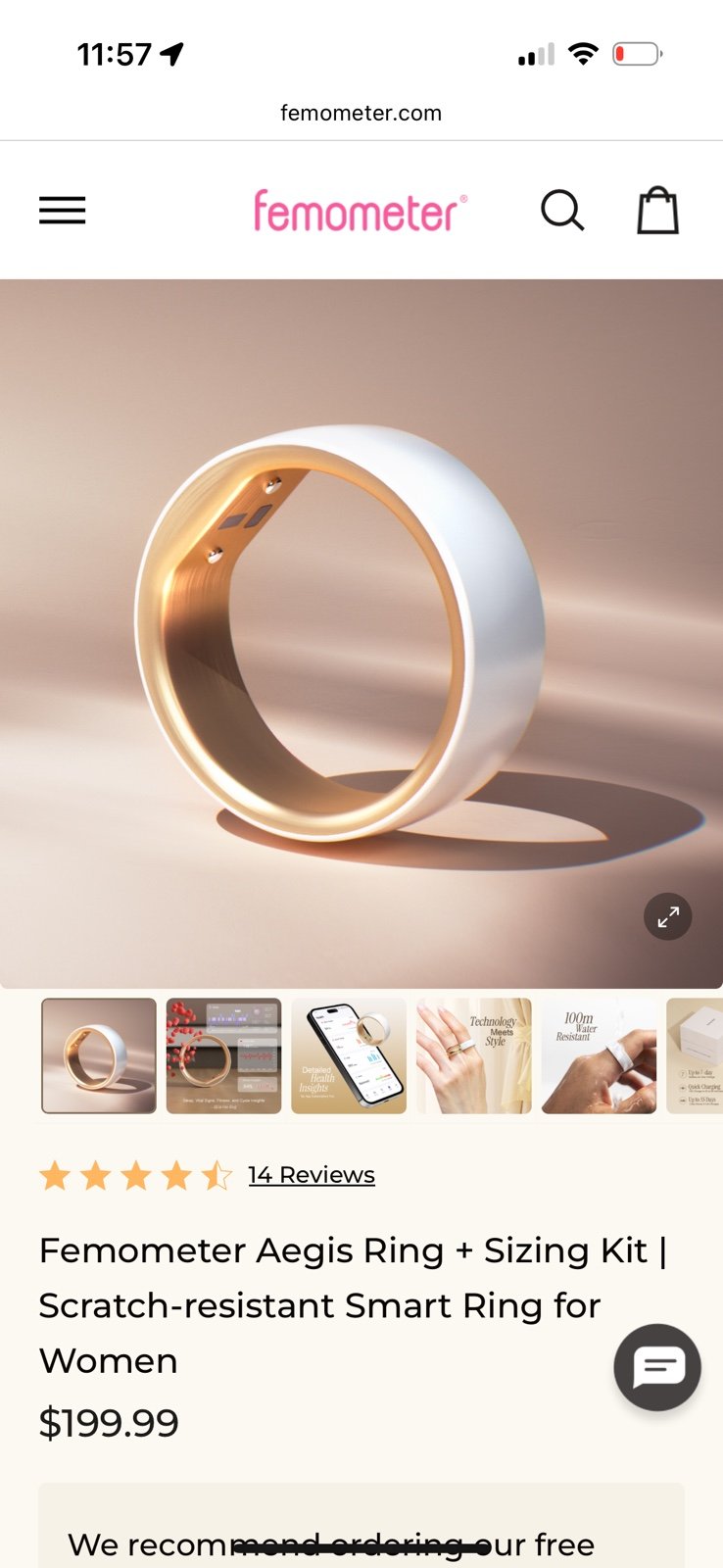 Femometer Ovulation tracking ring size 9 Gen2