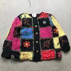 Vintage Earth Sea & Sky Sweatshirt Womens Small Patchwork Embroidered Multicolor