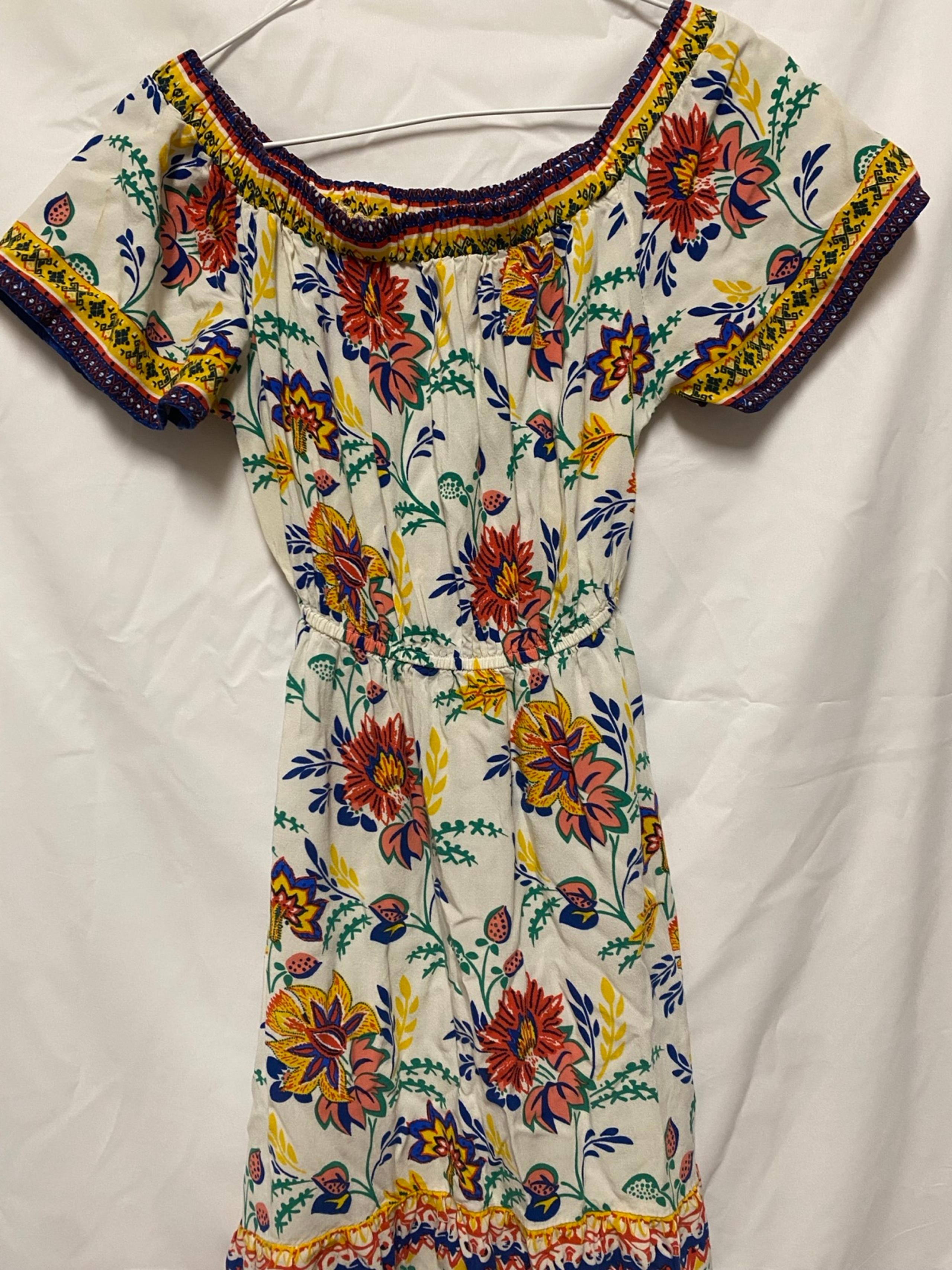 Flying Tomato Floral Hi Low Orange Turquoise Bohemian Maxi Dress Sz S