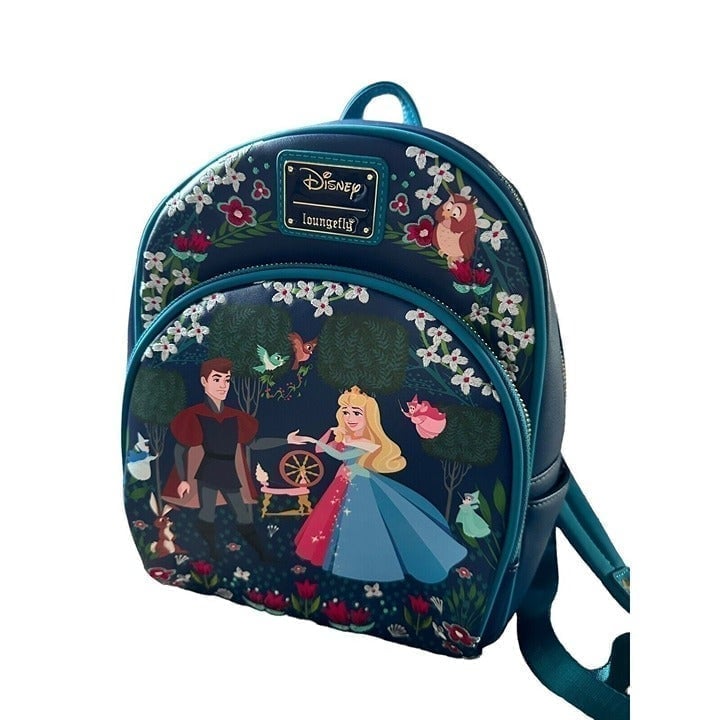 Disney Loungefly Sleeping Beauty & Prince Floral Mini Backpack