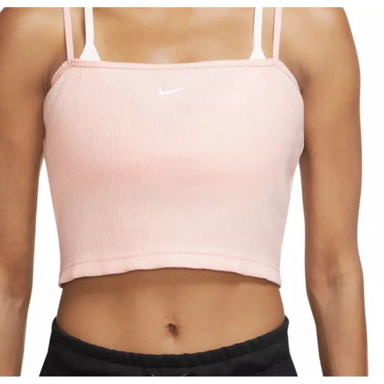 Nike Women's Sportswear Essential Ribbed Crop PINK Tank Size XL NEW DM6737-610