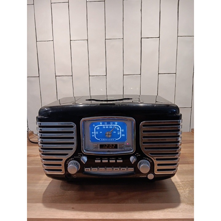 Crosley Corsair CR612D-BK Bluetooth AM/FM Clock Radio and CD Player Retro Black