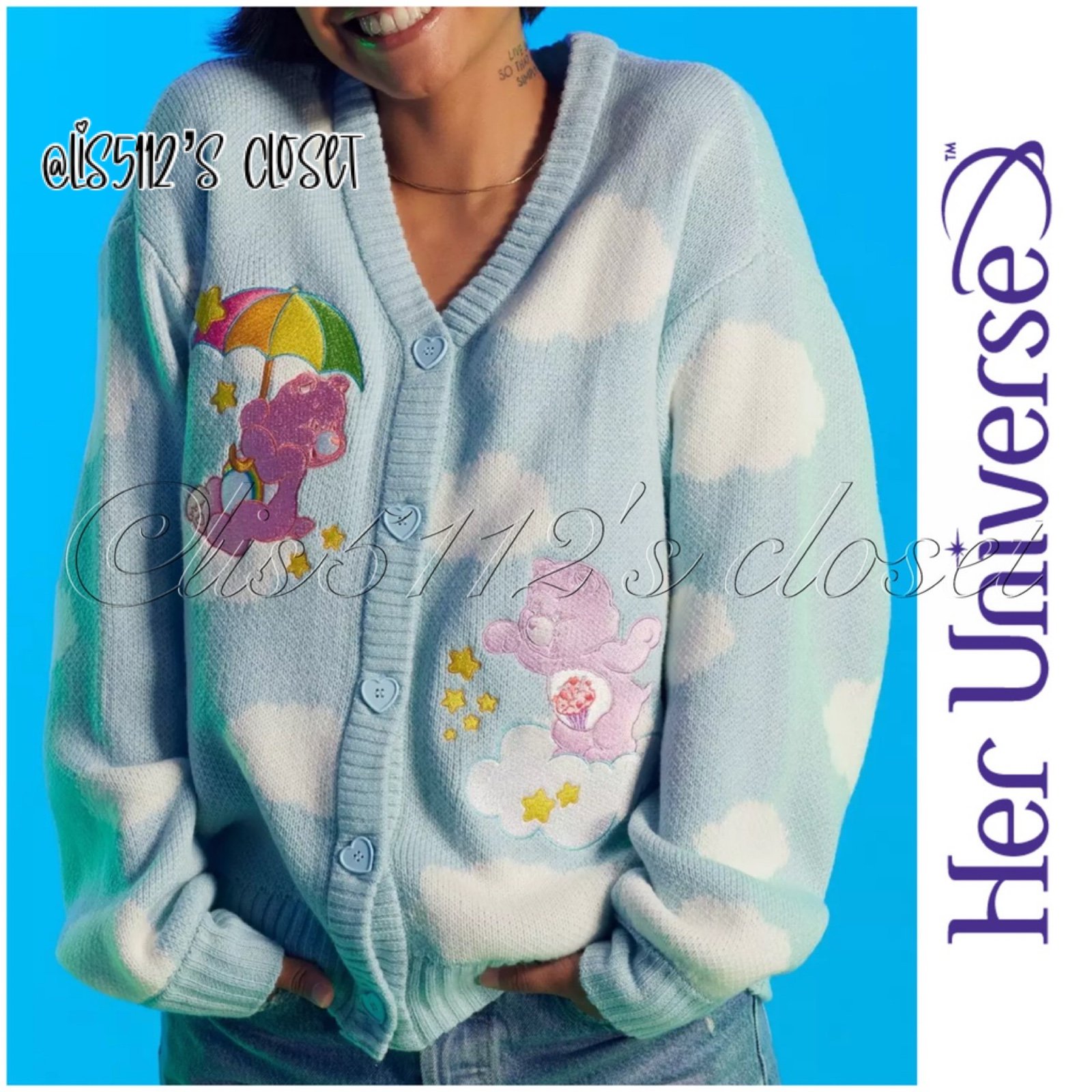 Her Universe x Care Bears Cloud Chunky Knit Skimmer Cardigan 2X 18 20