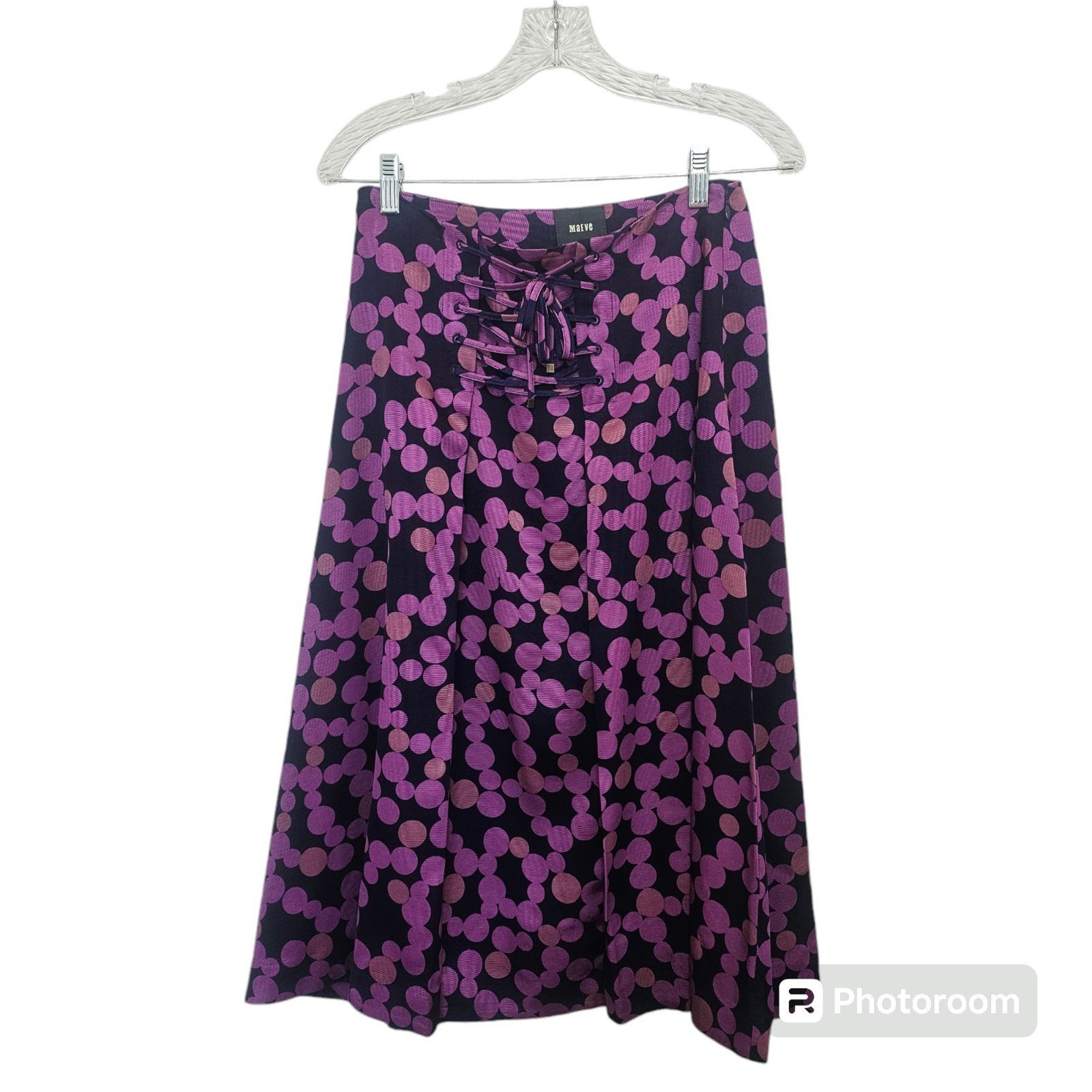 Maeve navy & purple polka dot A-line skirt size 4