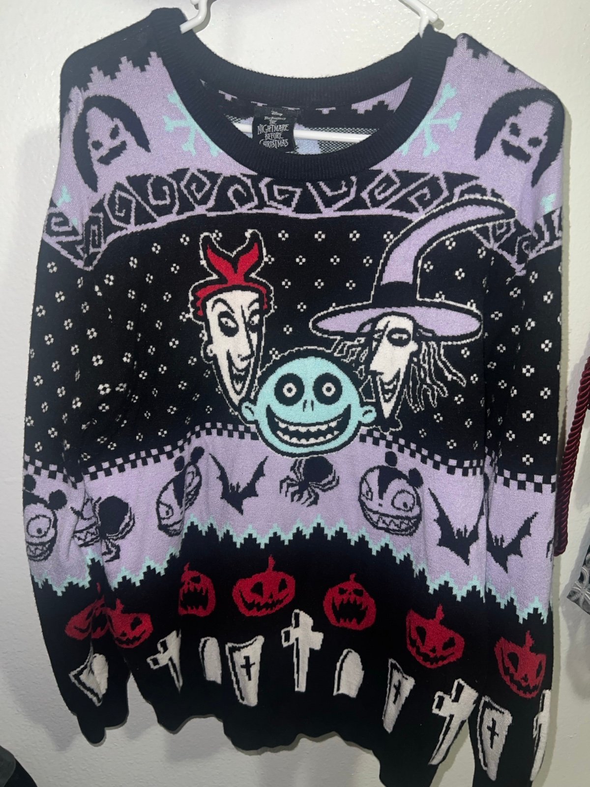 Disney The Nightmare Before Christmas Lock, Shock & Barrel Patterned Sweater