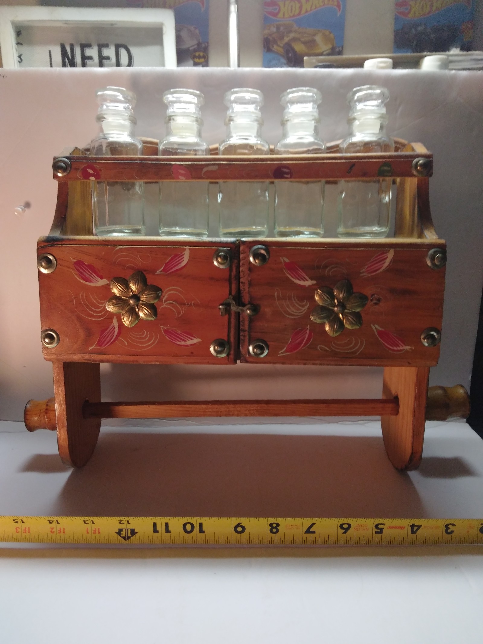 Vintage Hand Made Solid Wood Spice Rack