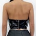 PU Knit Halter Croc Print crop top