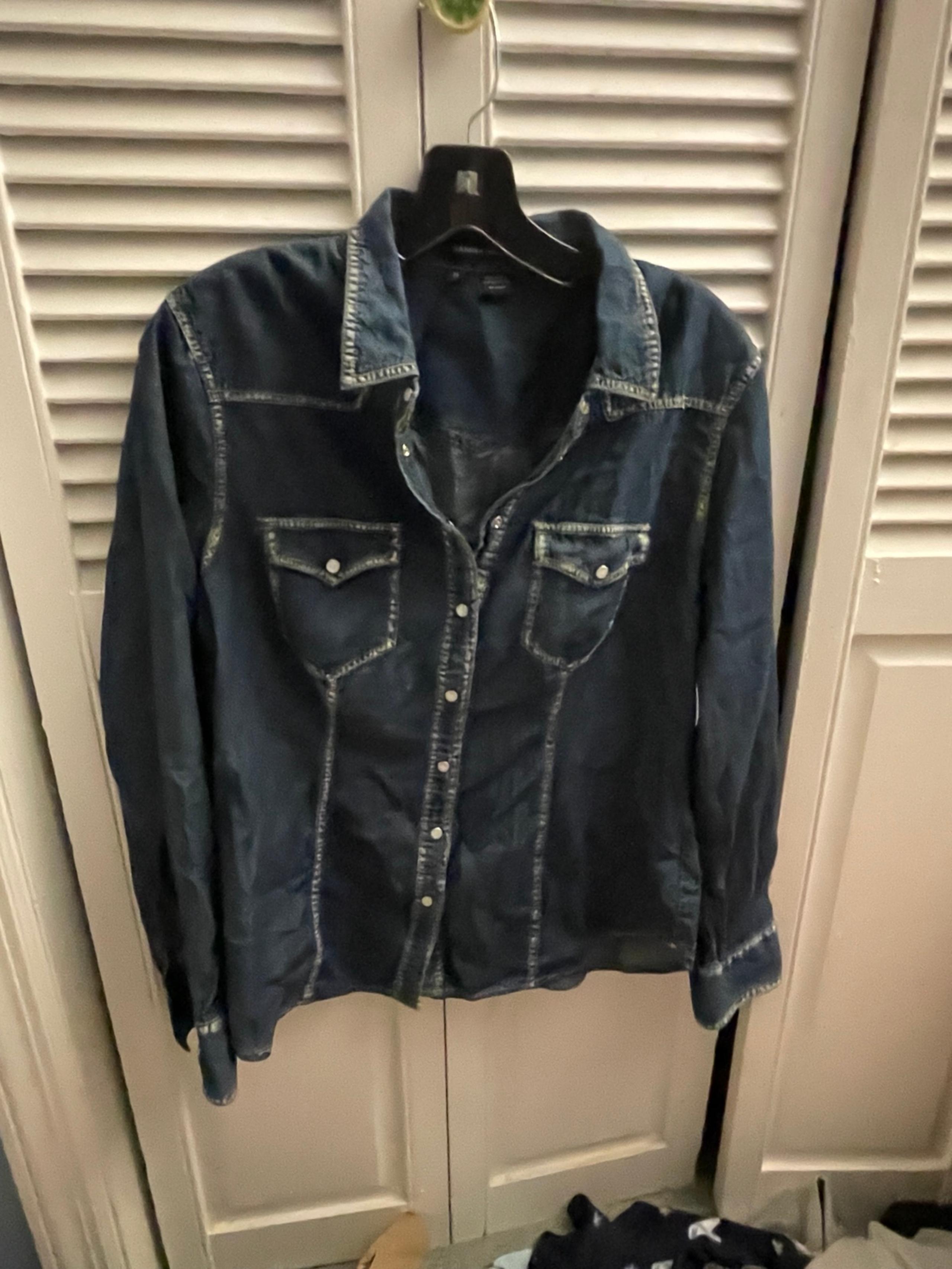 Sandra Ingrish dark denim button down (snaps) top