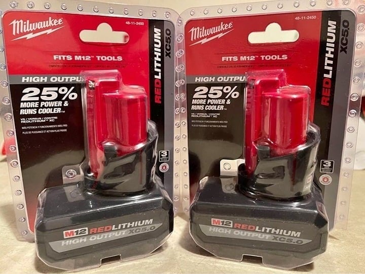 2PCS Genuine Milwaukee M12 XC5.0 5.0Ah 1 Pack Battery 48-11-2450 12V