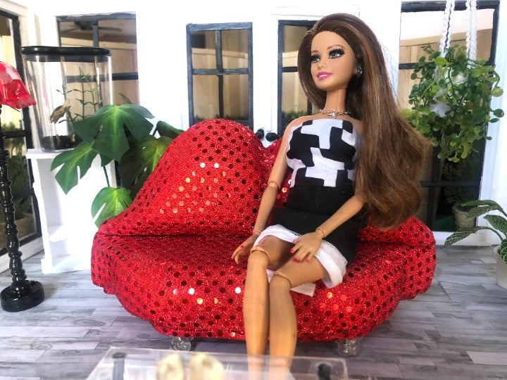 Barbie doll house furniture Sofa miniature Salvador Dali Mae West Couch