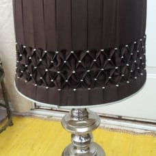 Modern Candlestick Lamp with Vintage Chocolate Shade