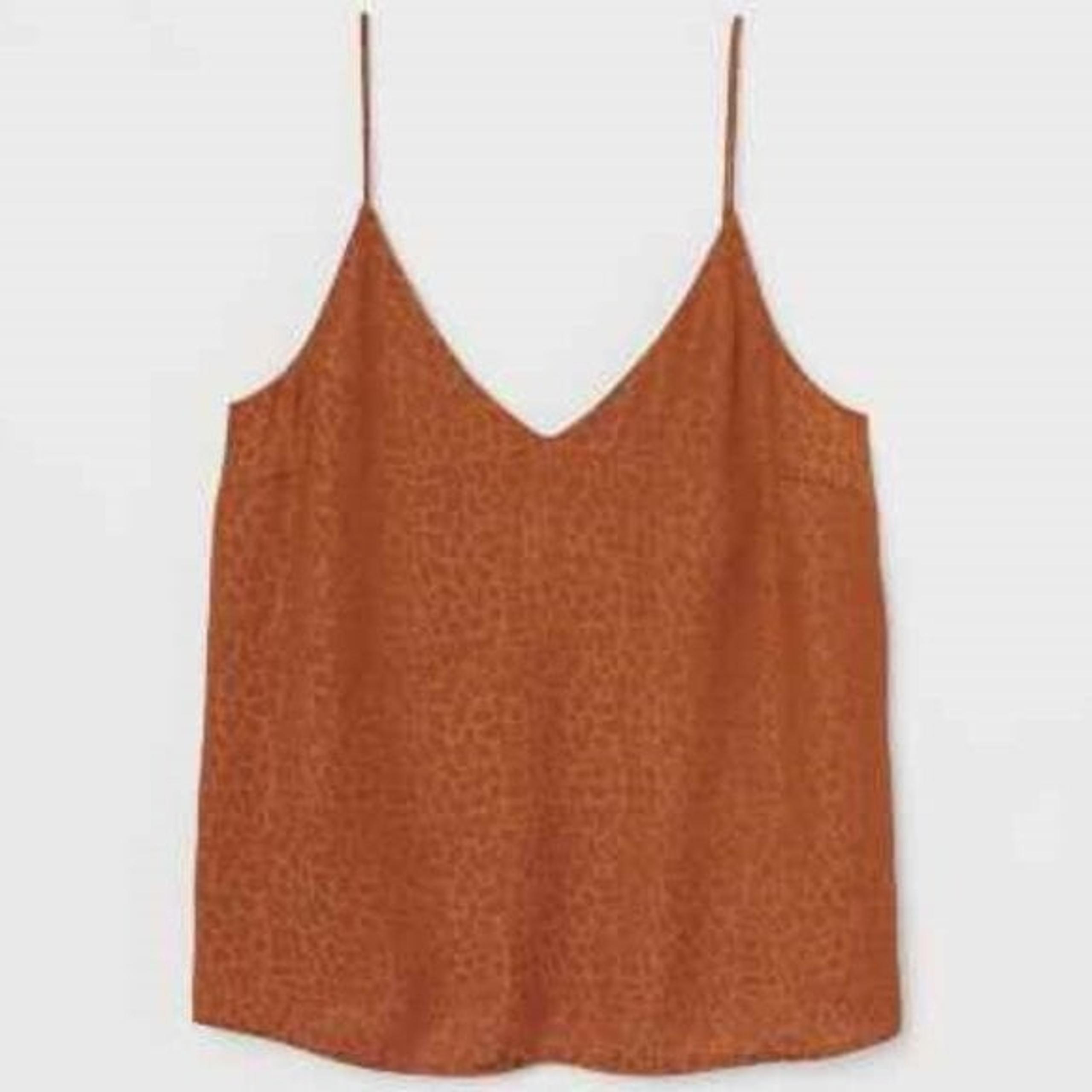 H&M RUST LEOPARD PRINT V-NECK SPAGHETTI STRAP SILKY CAMISOLE 16 NWT